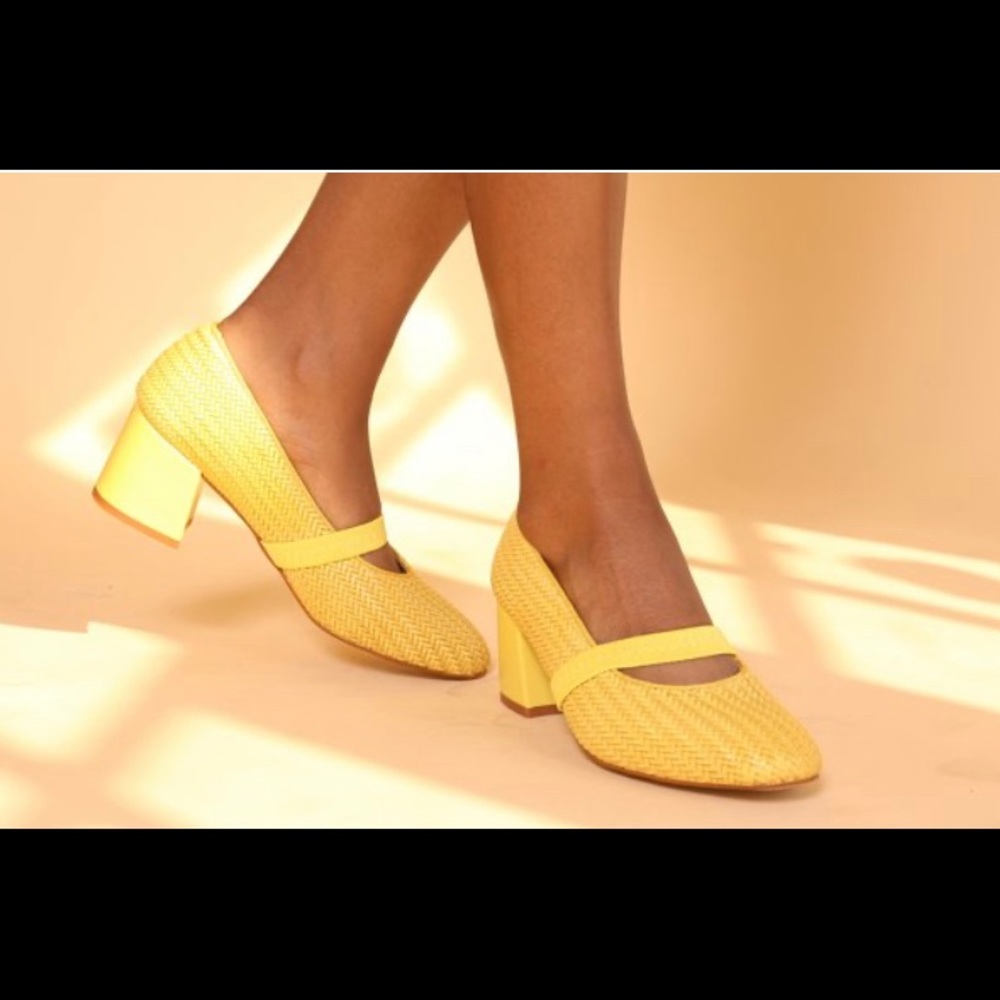 "INTENTINOALLY _________." FRIDAY HEELS - MUSTARD